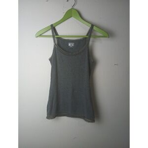 Converse One Gray Ribbed Lace Trim Tank Top Camisole XS Charcoal Cotton Blend